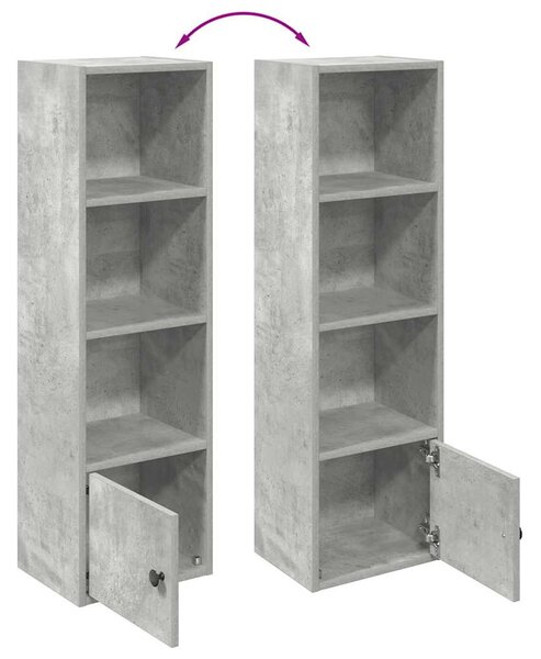 Betonszürke szerelt fa könyvespolc 31x24x102 cm
