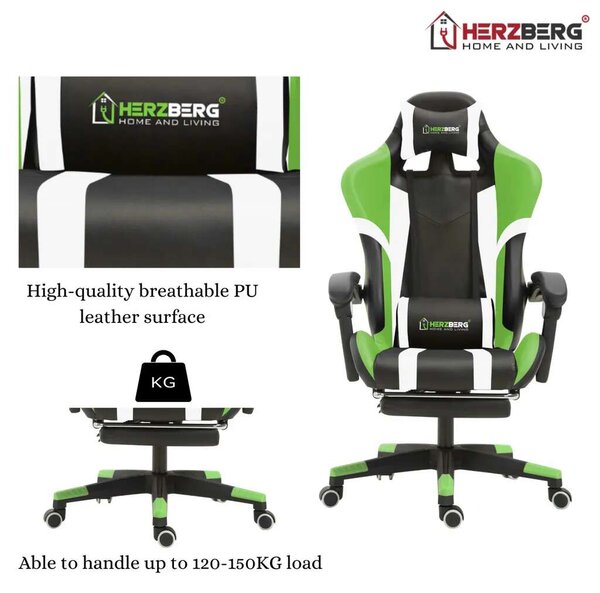Herzberg HG-8083 Ergonomikus Forgószék - Játékosoknak és Irodai Dolgozóknak