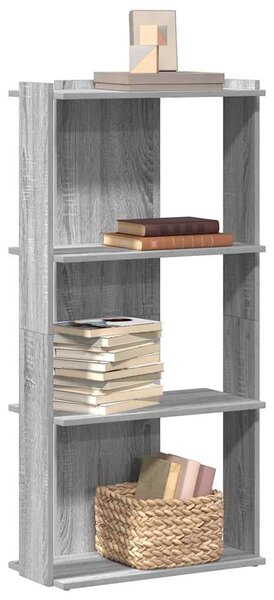 3 szintes szürke sonoma szerelt fa könyvespolc 60 x 30 x 120 cm