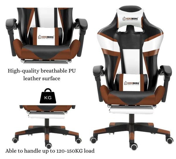 Herzberg HG-8082 Gaming Forgószék - Ergonomikus, Állítható