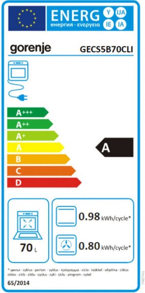 Gorenje GECS5B70CLI Elektromos tűzhely, 71L, 4 főzőzóna, FrozenBake, A energiaosztály