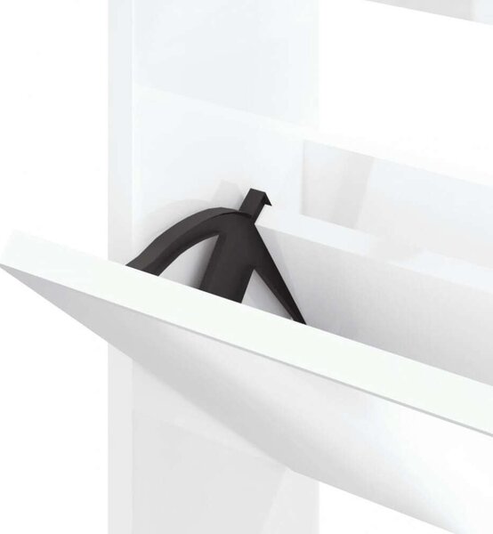 Modern Cipőszekrény - 3 Fiókos - Tükör - 63x17x102,5 cm