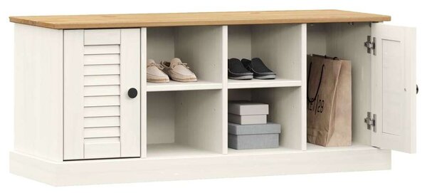 Vigo fehér tömör fenyőfa cipőtároló pad 106 x 35 x 40 cm
