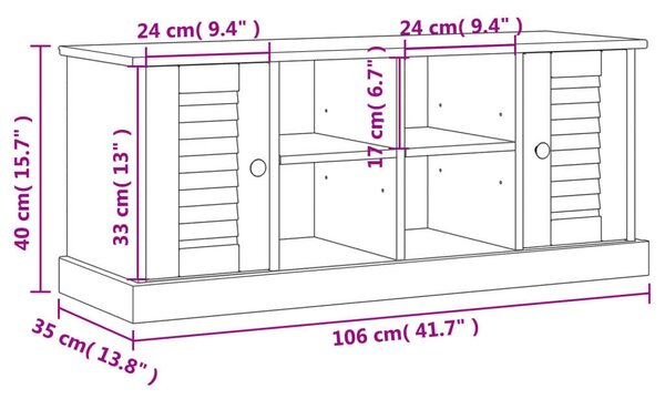 Vigo tömör fenyőfa cipőtároló pad 106 x 35 x 40 cm