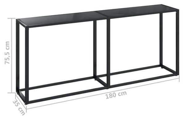 Fekete edzett üveg tálalóasztal 180 x 35 x 75,5 cm