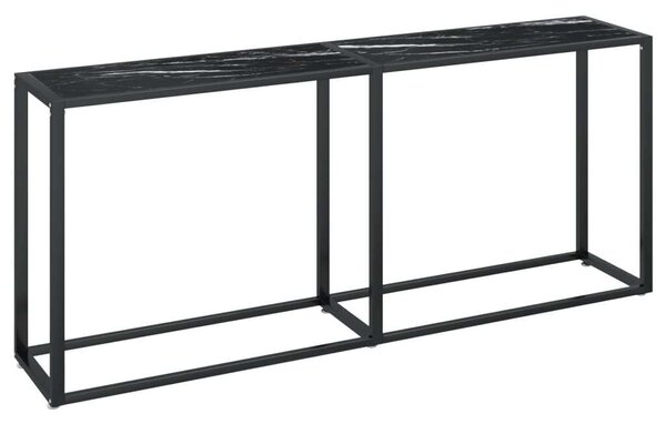 Fekete márványszínű edzett üveg tálalóasztal 180 x 35 x 75,5 cm
