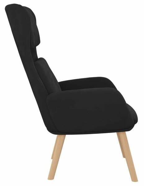 Bársony Pihenőfotel - Fekete - Modern Design
