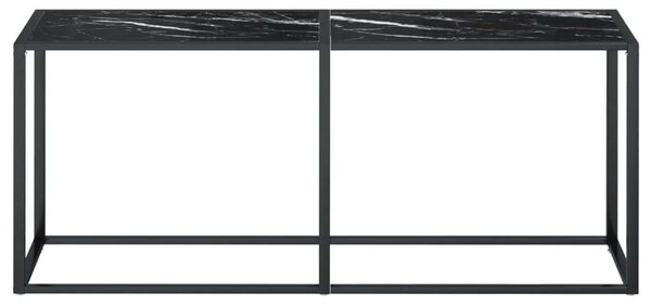 Fekete márványszínű edzett üveg tálalóasztal 180 x 35 x 75,5 cm