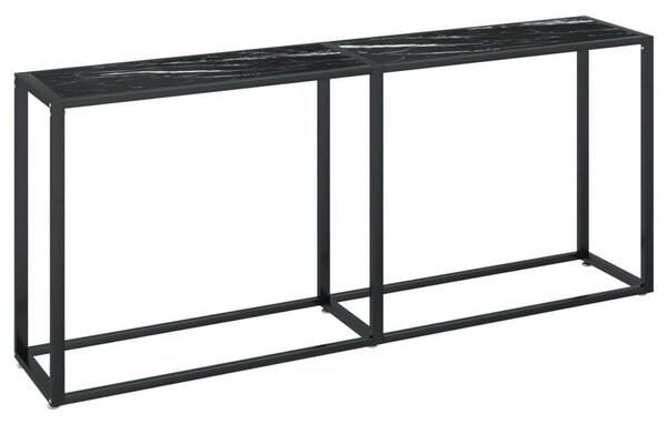 Fekete márványszínű edzett üveg tálalóasztal 180 x 35 x 75,5 cm