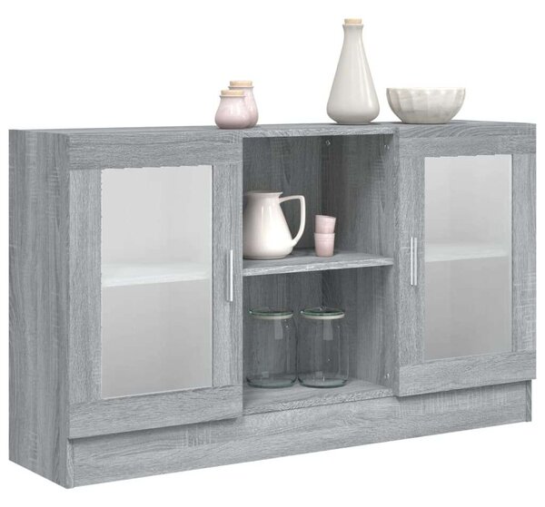 Vitrinszekrény - Szürke Sonoma - 120x30,5x70 cm