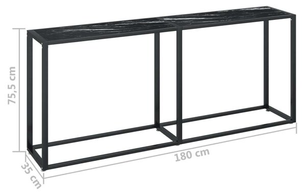 Fekete márványszínű edzett üveg tálalóasztal 180 x 35 x 75,5 cm