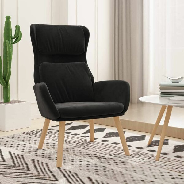 Bársony Pihenőfotel - Fekete - Modern Design