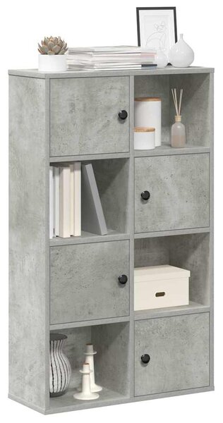 Betonszürke szerelt fa könyvespolc 60x24x101,5 cm