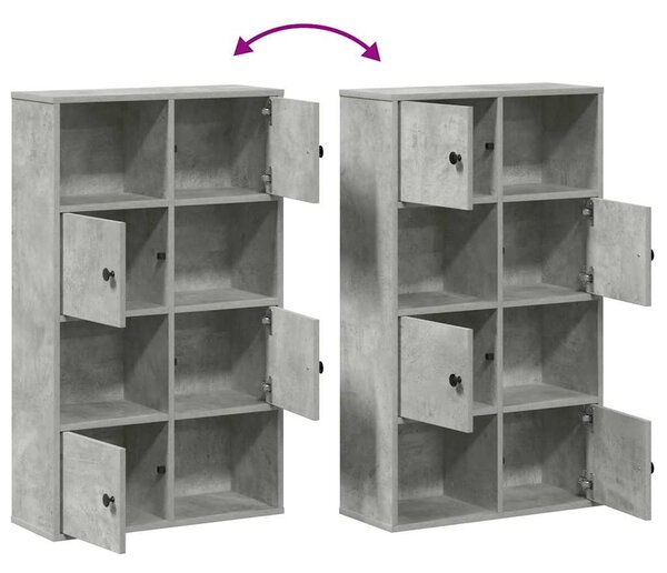 Betonszürke szerelt fa könyvespolc 60x24x101,5 cm