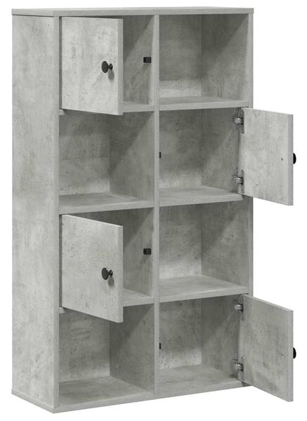 Betonszürke szerelt fa könyvespolc 60x24x101,5 cm