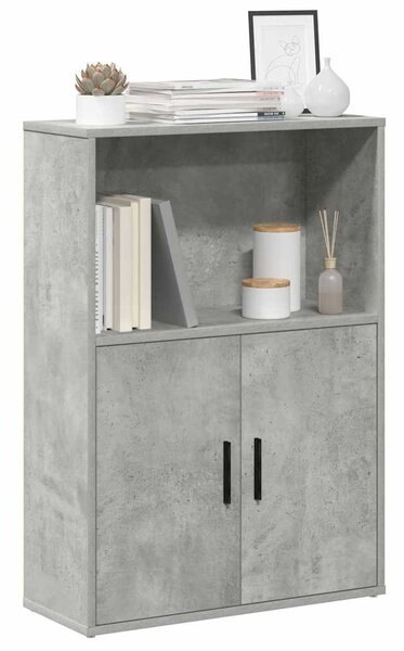 Betonszürke szerelt fa könyvespolc 60x24x85 cm
