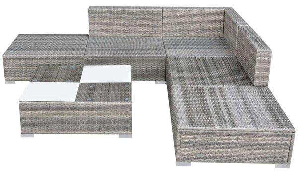Polyrattan Kerti Ülőgarnitúra - Szürke - 6 részes