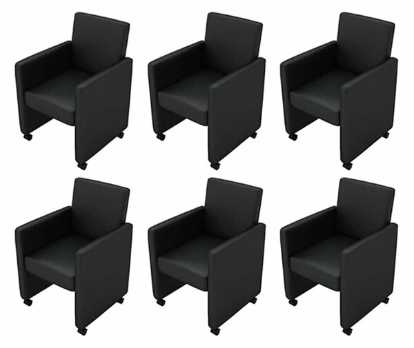 Elegáns Műbőr Étkezőszék - 6 db - Fekete