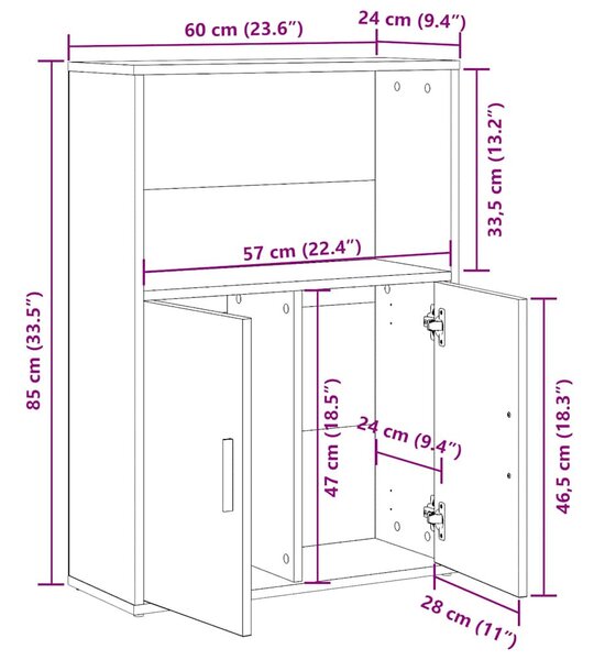 Antik fa színű szerelt fa könyvespolc 60x24x85 cm