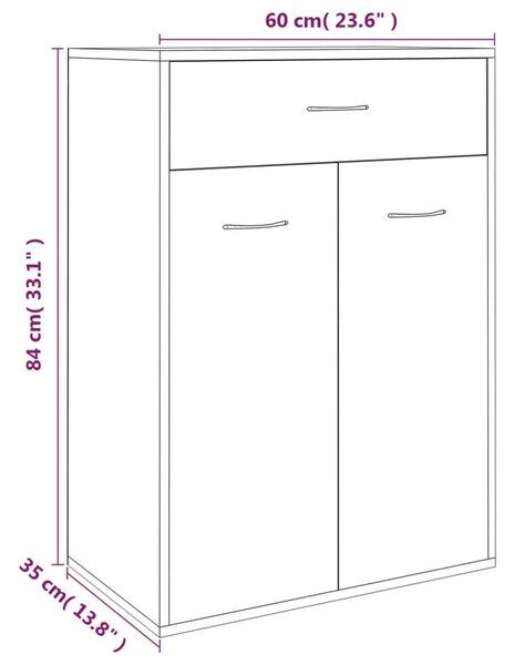 VidaXL Cipősszekrény - Füstös Tölgy - 60x35x84 cm
