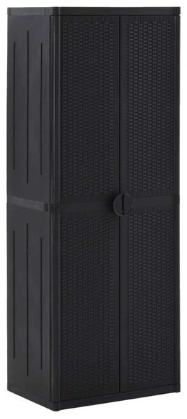 Kerti Tárolószekrény - PP Rattan - Fekete - 65x45x172 cm