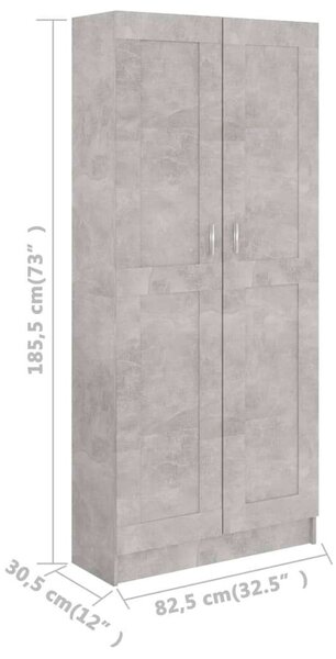 Betonszürke forgácslap könyvszekrény 82,5 x 30,5 x 185,5 cm