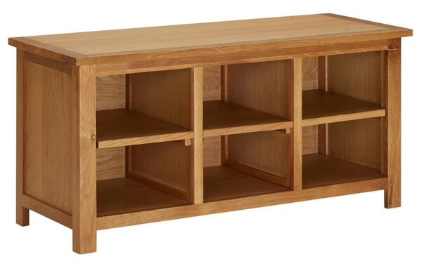 Tömör Tölgyfa Cipőtartó Pad - 6 Rekesz - 90x37x45 cm
