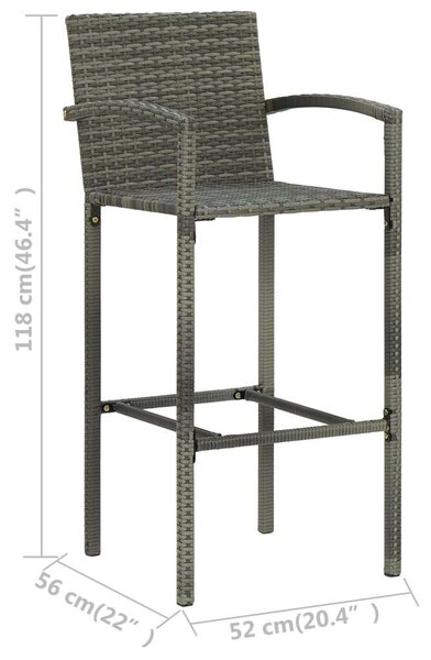 Polyrattan Bárszék - Szürke - 4 db