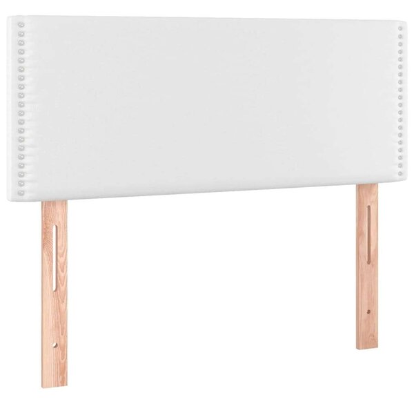 Fehér műbőr rugós ágy matraccal 120 x 200 cm