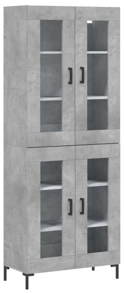Betonszürke szerelt fa magasszekrény 69,5 x 34 x 180 cm