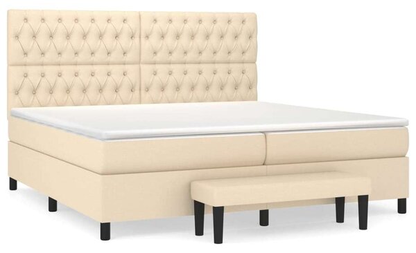 VidaXL Krémszínű Ágy 200x200 cm - Zsebrugós Matraccal