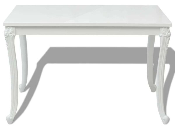 Elegáns Fehér Magasfényű Étkezőasztal - 116x66x76 cm