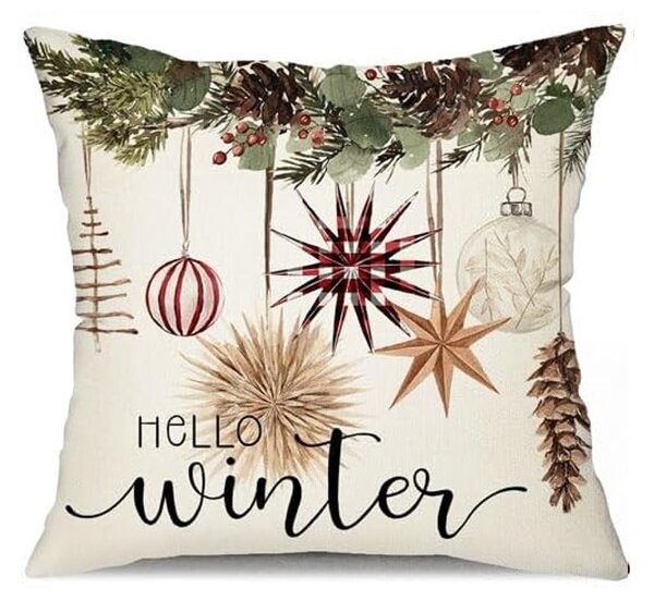 Karácsonyi párnahuzat BOHO WINTER 45x45 cm, krém