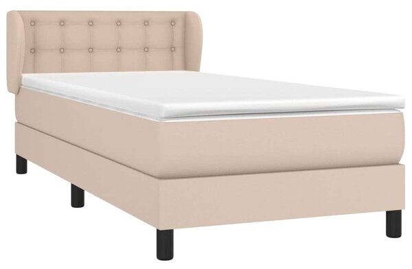 Cappuccino színű műbőr rugós ágy matraccal 100 x 200 cm