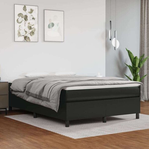 VidaXL Fekete Műbőr Ágy - 140x190 cm