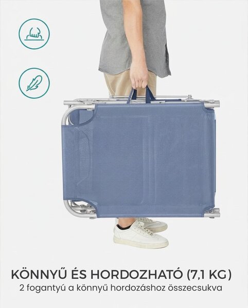 LAGUNA kerti napozóágy állítható napellenzővel, 193x53x29cm, kék SongmicsHome