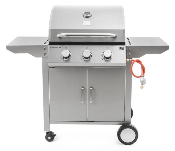 OKLAHOMA BBQ gázgrill, 3 égővel, nyomáscsökkentő szeleppel, ezüst Penta CZ