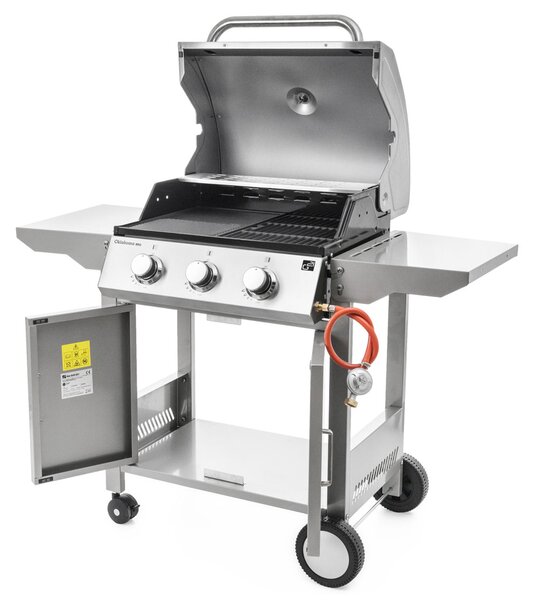 OKLAHOMA BBQ gázgrill, 3 égővel, nyomáscsökkentő szeleppel, ezüst Penta CZ