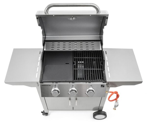OKLAHOMA BBQ gázgrill, 3 égővel, nyomáscsökkentő szeleppel, ezüst Penta CZ