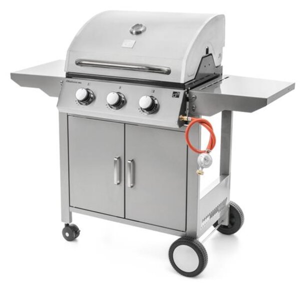 OKLAHOMA BBQ gázgrill, 3 égővel, nyomáscsökkentő szeleppel, ezüst Penta CZ