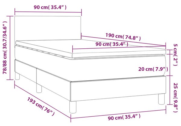 Bársony LED Ágy - 90x190 cm