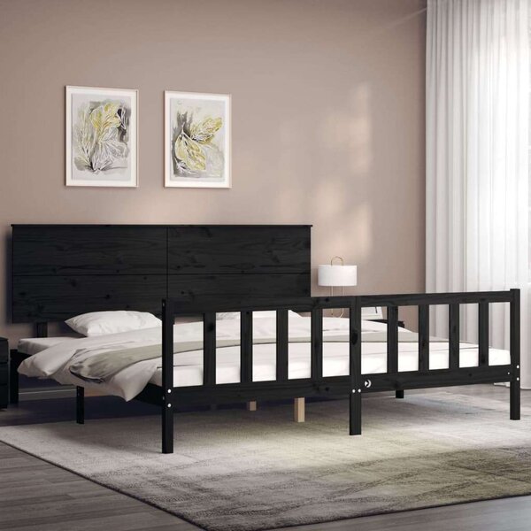 Vidaxl - Fekete Tömörfa Ágykeret - 200x200 cm