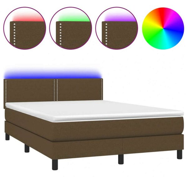 VIDAXL - Barna Szövet Ágy LED-del - 140x190 cm