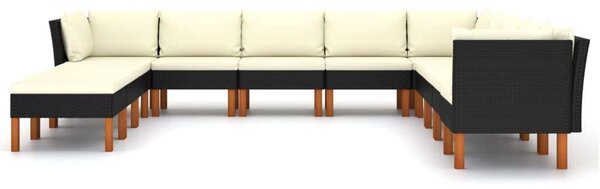 Polyrattan Kerti Ülőgarnitúra - 12 részes - Fekete