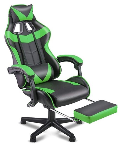 BeComfort OC55 ergonómikus gamer gaming főnöki szék forgószék lábtartóval zöld