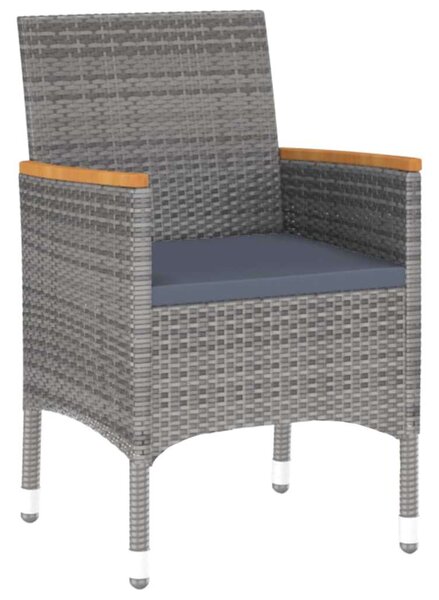 3 részes szürke polyrattan kerti étkezőgarnitúra