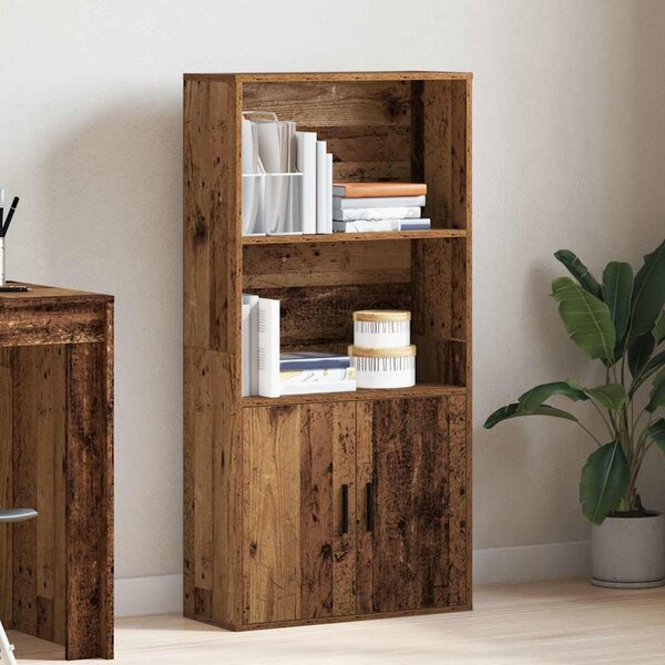 Antik fa színű szerelt fa könyvespolc 60x24x120 cm