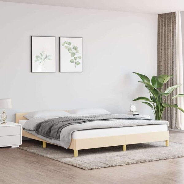 VIDAXL Krémszínű Szövet Ágykeret Fejtámlával - 180x200 cm