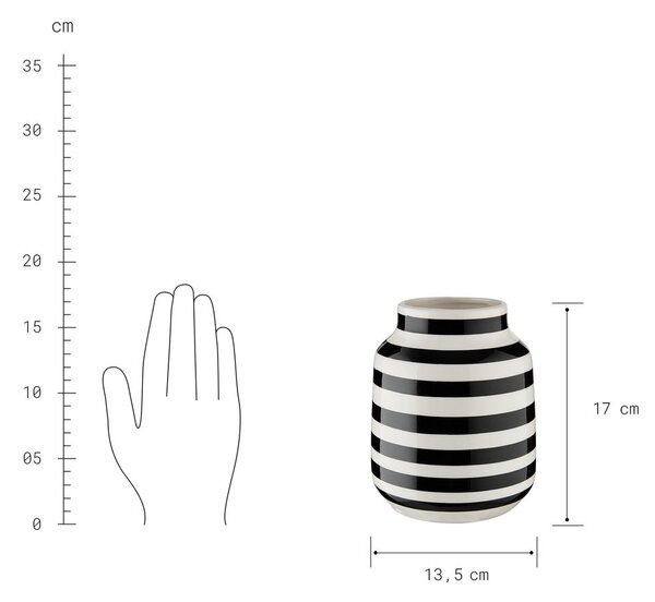 MALIKA váza csíkos, fekete-fehér Ø13,5cm