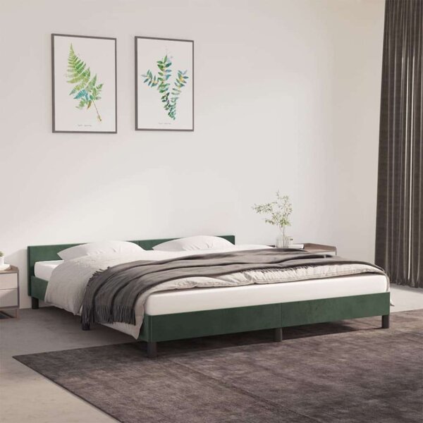 VidaXL sötétzöld bársony ágykeret matrac nélkül 180x200 cm